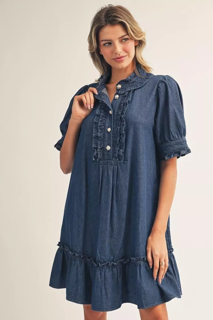 Denim Days Tiered Mini Dress