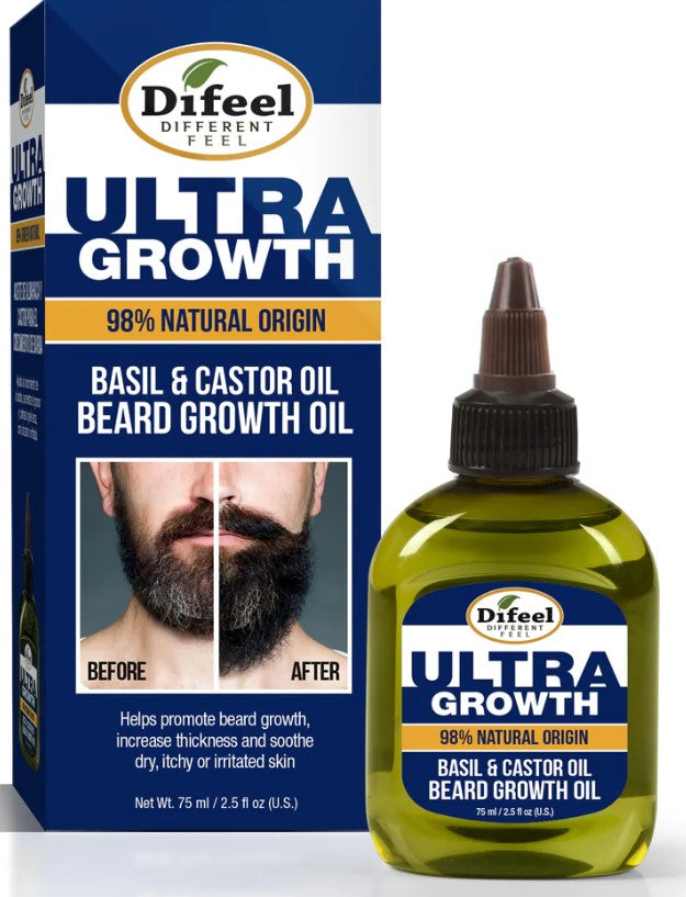 DIFEEL MENS ULTRA GROWTH BASIL AND CASTOR BEARD OIL 2.5 OZ. - Palms Fashion Inc.