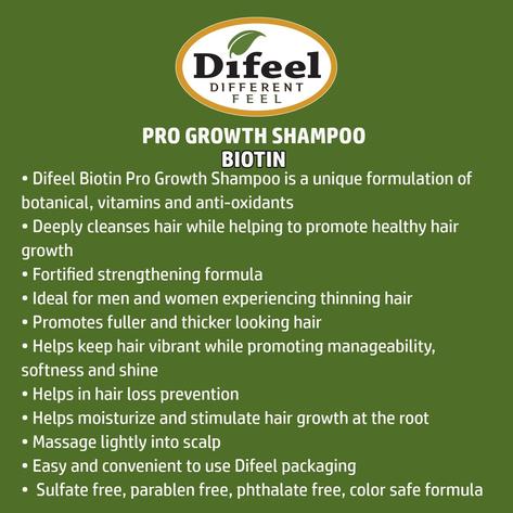 Difeel Pro-Growth Biotin Shampoo 12 oz. - Palms Fashion Inc.