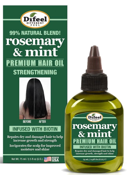 DIFEEL ROSEMARY AND MINT PREMIUM HAIR OIL WITH BIOTIN 2.5 OZ. - Palms Fashion Inc.