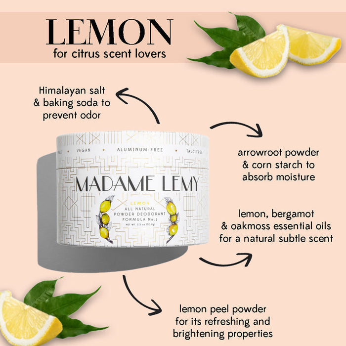 DISCONTINUED - Le Petit Lemon and Bergamot Powder: Deodorant, Body Powder, Dry Shampoo | Madame Lemy