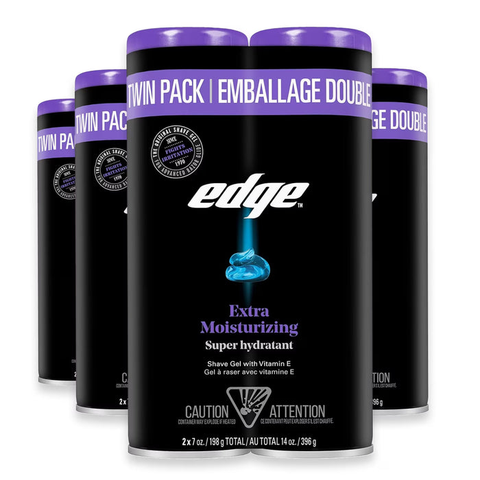 Edge Extra Moisturizing Shave Gel with Vitamin E, 7 oz - 2 Ct - 4 Pack