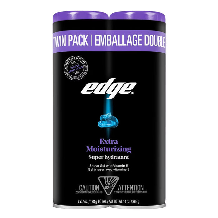 Edge Extra Moisturizing Shave Gel with Vitamin E, 7 oz - 2 Ct - 4 Pack