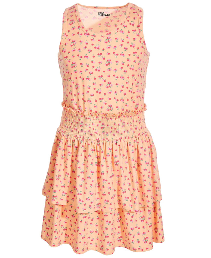 Epic Threads Big Girls Cherry-Print Smocked Dress - Peach Foam
