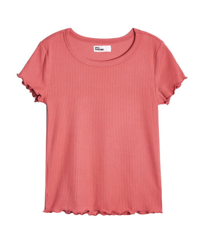 Epic Threads Big Girls Lettuce Edge Ribbed Knit Top