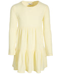 Epic Threads Big Girls Long-Sleeve Waffled Tiered Dress- Lemon Froth
