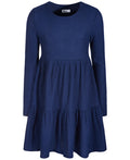 Epic Threads Big Girls Long-Sleeve Waffled Tiered Dress- Navy Sea
