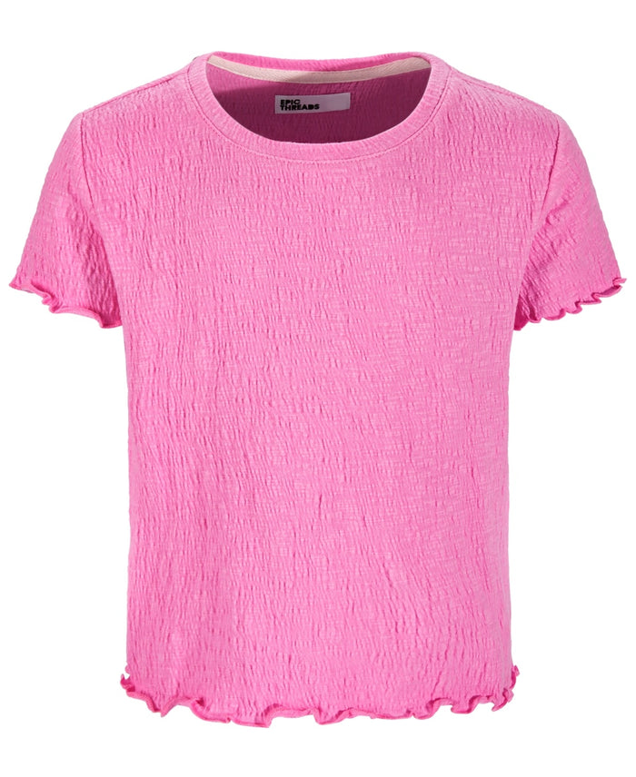 Epic Threads Big Girls Solid-Color Textured T-Shirt- Juicy Pink