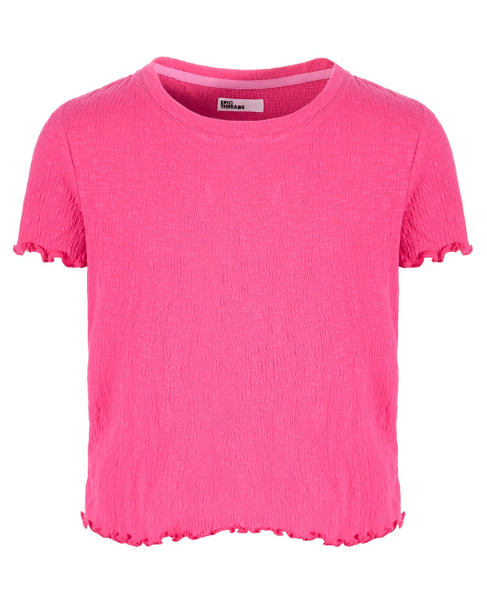 Epic Threads Big Girls Solid-Color Textured T-Shirt- Pink Lightning