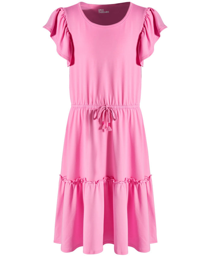 Epic Threads Big Girls Solid Tiered Dress- Juicy Pink