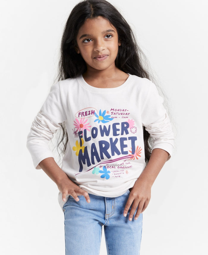 Epic Threads Girls Flower Market T-Shirt- Snowfall White
