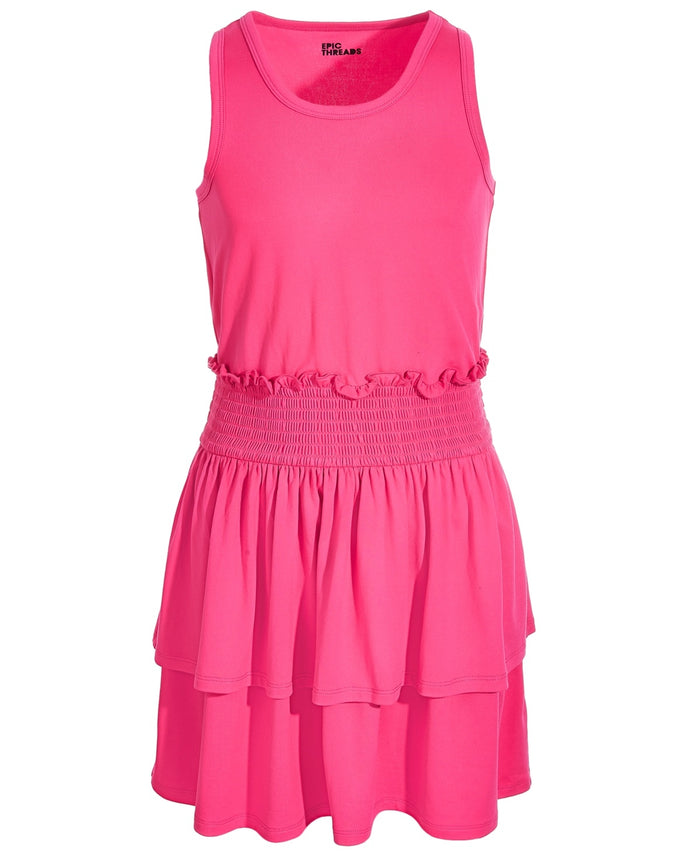 Epic Threads Girls Solid Smocked Dress- Pink Lightening