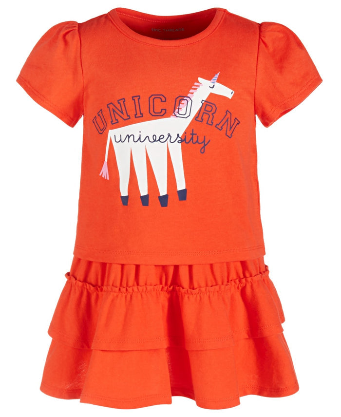Epic Threads Toddler Girls Unicorn University Top & Skirt, 2 Piece Set