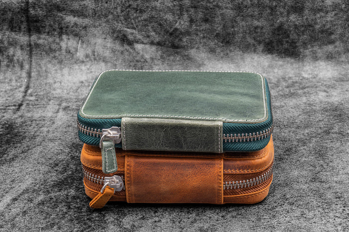 Expansi-Pouch Leather Wide 10 Slots Pen Case - A6 Zip Folio - C. H. Brown