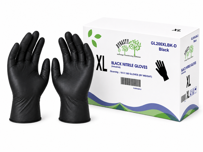 Extra Large Black Industy Nitrile Gloves