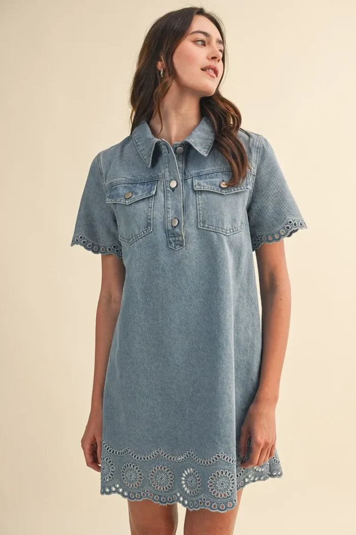 Eyelet You Go Denim Dress