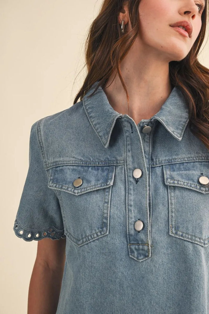 Eyelet You Go Denim Dress
