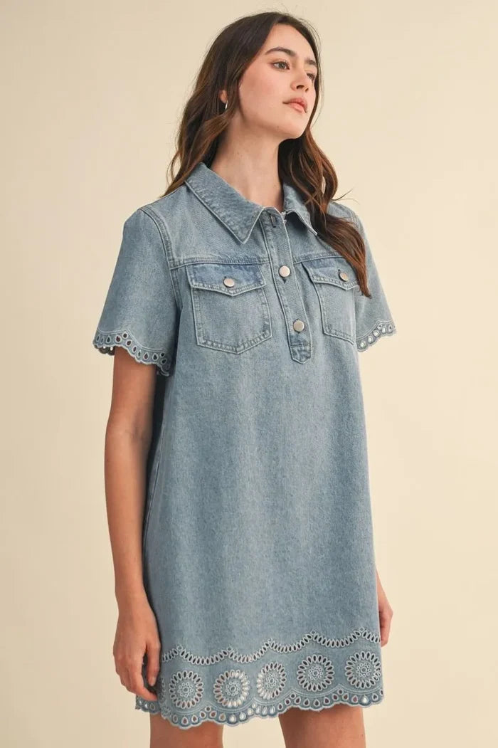 Eyelet You Go Denim Dress