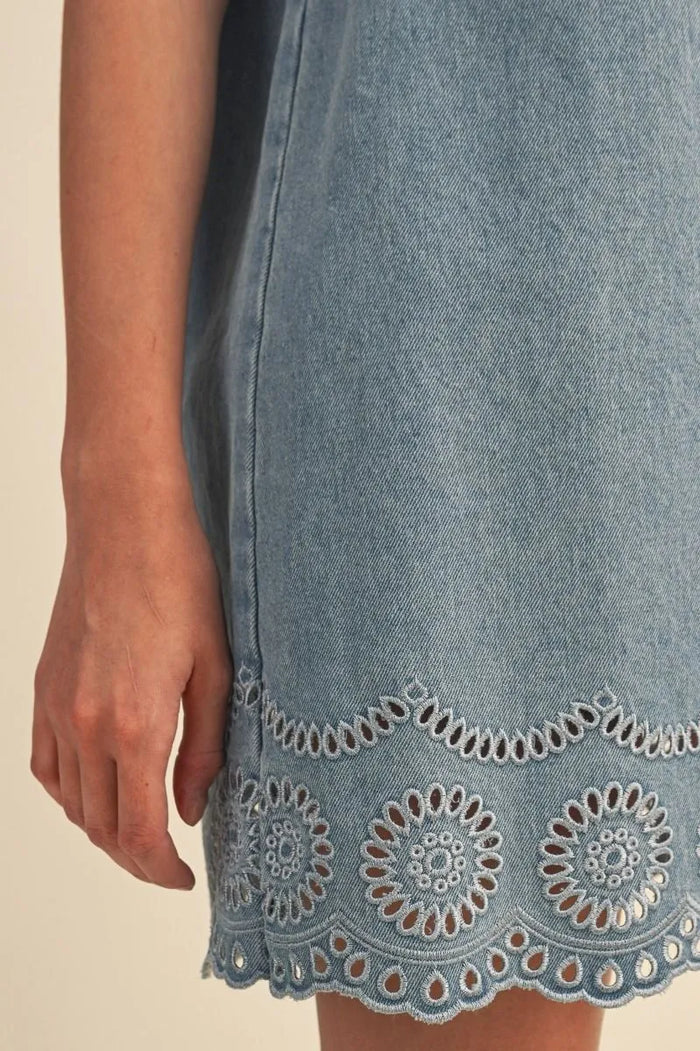 Eyelet You Go Denim Dress