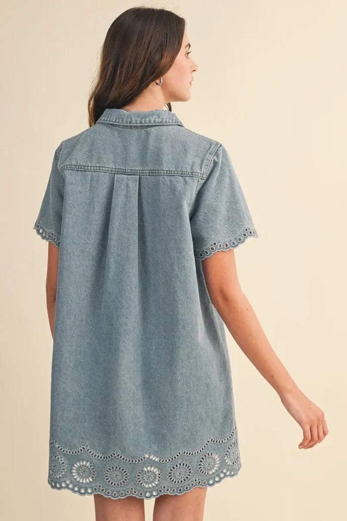 Eyelet You Go Denim Dress