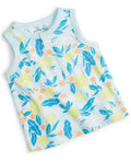 First Impressions Baby Boys Elegant Tropical Floral-Print Henley Tank Top- Oasis Blue