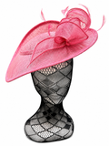 Flamingo Pink Wide Brim Disc Fascinator