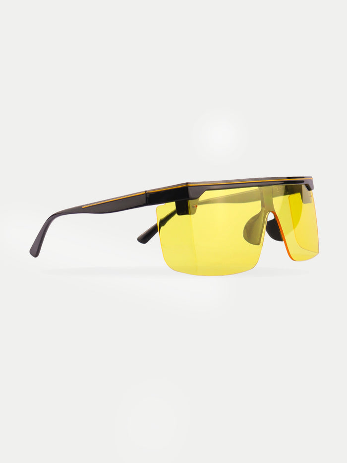Flat Top Festival Visor Sunglasses | Black Yellow-Image 1