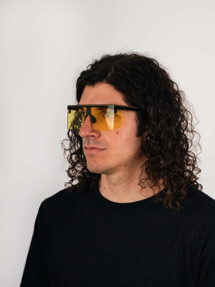 Flat Top Festival Visor Sunglasses | Black Yellow-Image 2