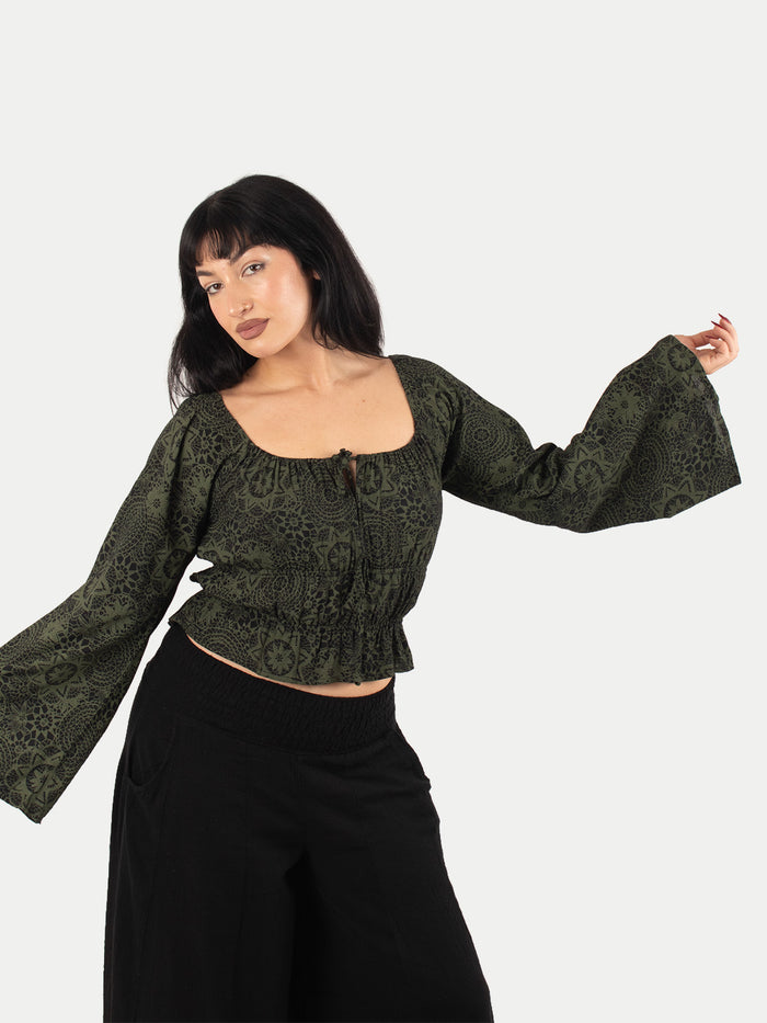 Flowy Peasant Blouse | Forest-Image 2