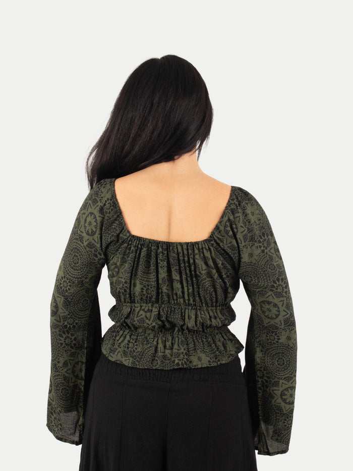 Flowy Peasant Blouse | Forest-Image 3