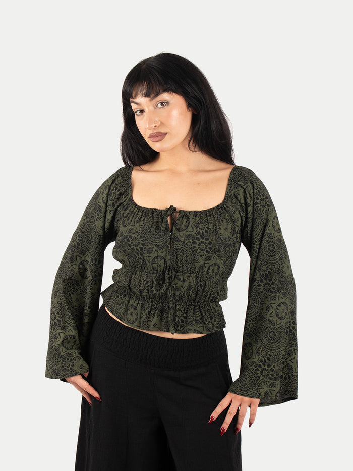 Flowy Peasant Blouse | Forest-Image 5