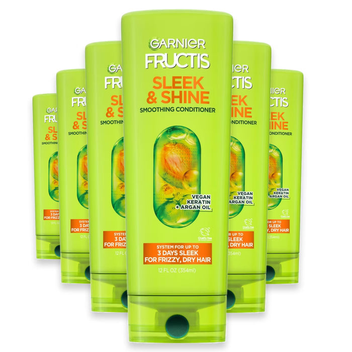 Garnier Fructis Sleek and Shine Conditioner Anti Frizz Smoothing - 12 oz - 6 Pack