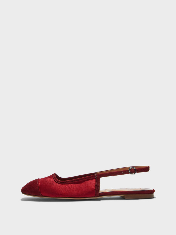Geraldine Satin Toe-Cap Flats