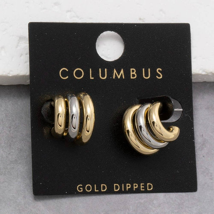 Gold Dipped Two Tone Layered Hoop Earrings