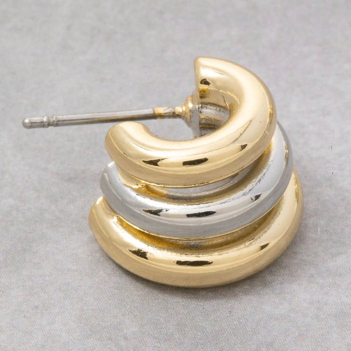 Gold Dipped Two Tone Layered Hoop Earrings