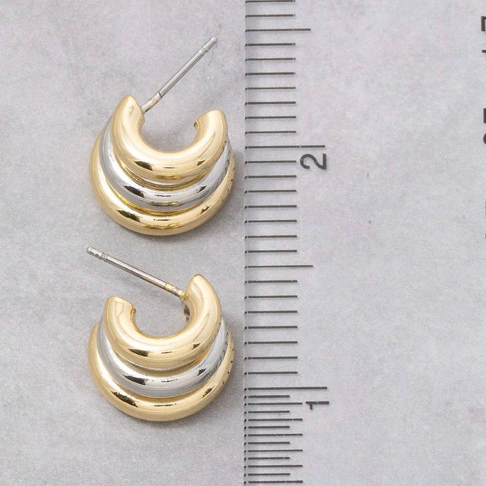 Gold Dipped Two Tone Layered Hoop Earrings