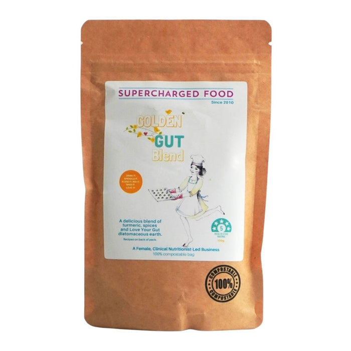 Supercharged Food Golden Gut Blend package on a white background