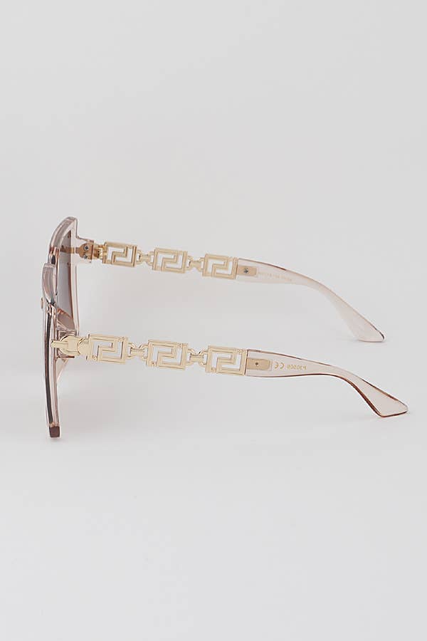 Greek Key Square Tinted Lens Sunglasses