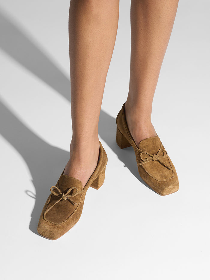 Grenn Suede Heeled Loafers