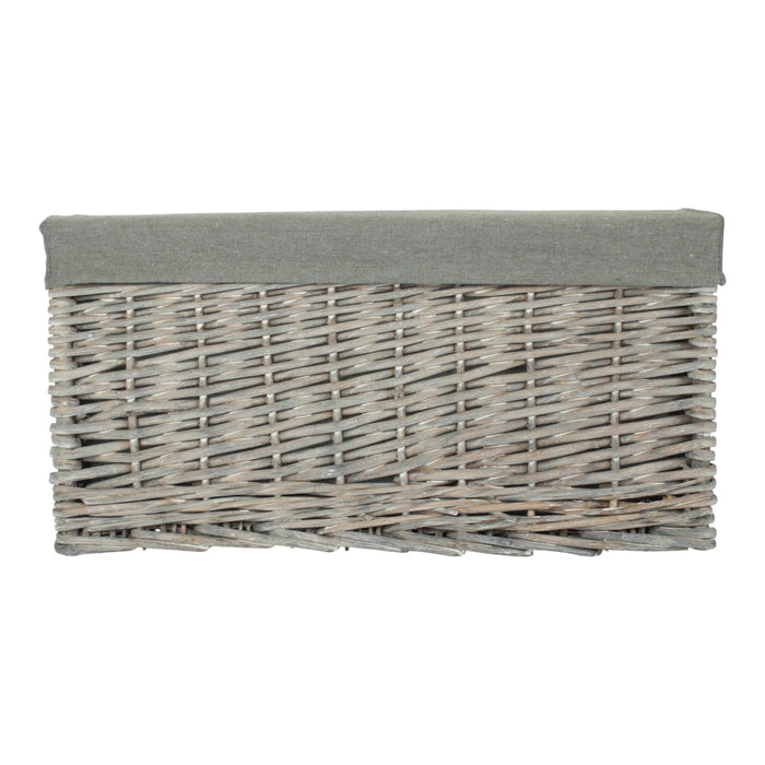 Grey Wash Grey Cotton Lined Willow Storage Baskets