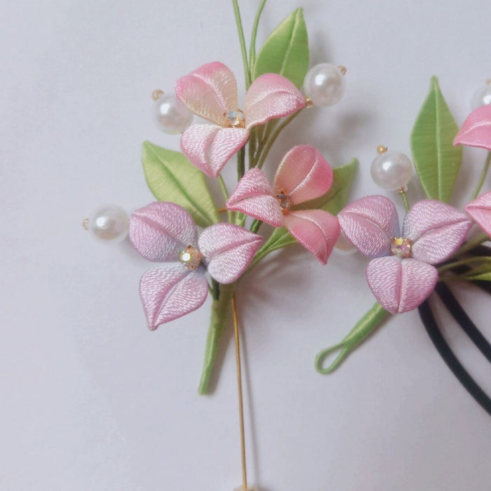 Handmade Thread-Wrapped Bougainvillea Brooch & Hair Clip - Artisanal Chanhua Floral Accessory