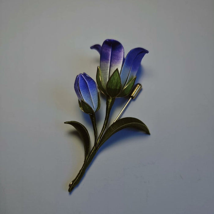 Handmade Thread-Wrapped Campanula Brooch - Artisanal Chanhua Bellflower Pin