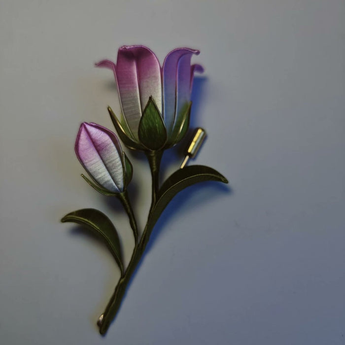 Handmade Thread-Wrapped Campanula Brooch - Artisanal Chanhua Bellflower Pin