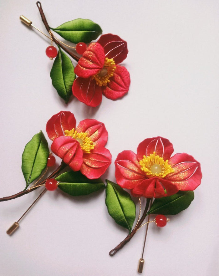Handmade Thread-Wrapped Corn Poppy Brooch - Artisanal Chanhua Floral Pin