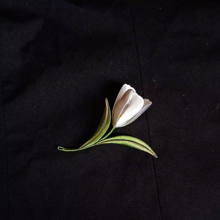 Handmade Thread-Wrapped Tulip Brooch - Elegant Chanhua Floral Jewelry