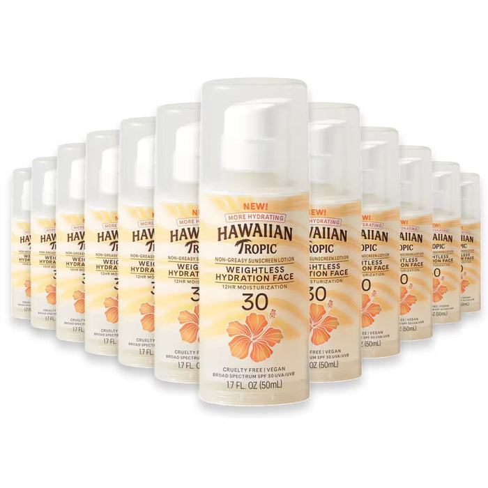 Hawaiian Tropic Hydrating Face Sunscreen Lotion SPF 30 – 1.7 oz – 12 Pack