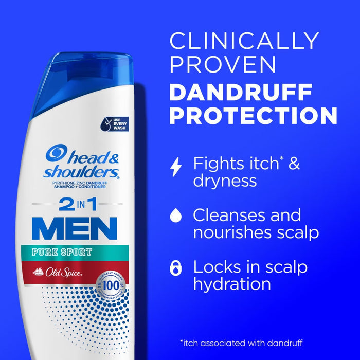Head & Shoulders Old Spice Pure Sport Anti-Dandruff 2-in-1 Shampoo and Conditioner - 12.5 oz - 6 Pack