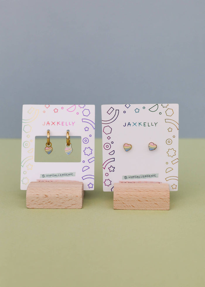 Heart Enamel Flat Back Kids Earrings