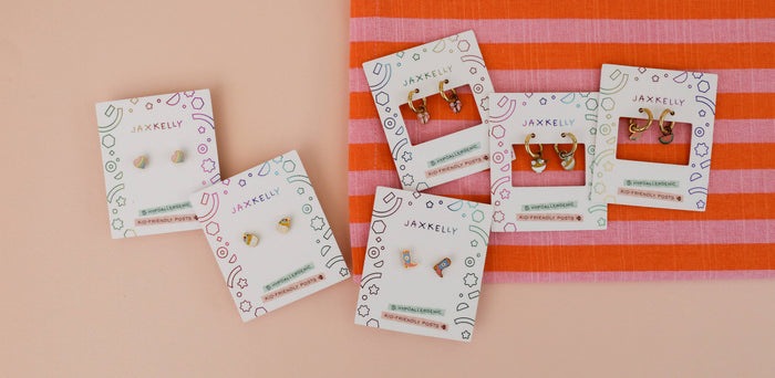 Heart Enamel Flat Back Kids Earrings