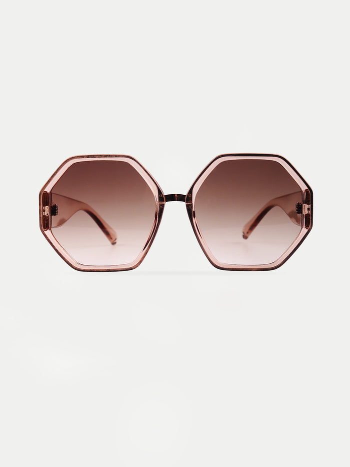 Hexagonal Oversized Sunglasses | Champagne-Image 1